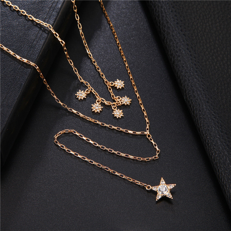 Fashion Simple Diamond Pendant Pendant Double Necklace Sweater Chain Necklace display picture 10