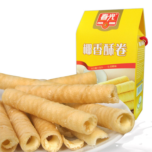 Hainan specialty Chunguang coconut crisp roll 238g coconut milk egg roll coconut biscuit snack food specialty