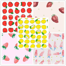 新款防水斜纹复合布料草莓胡萝卜菠萝等水果印花时尚箱包手袋面料