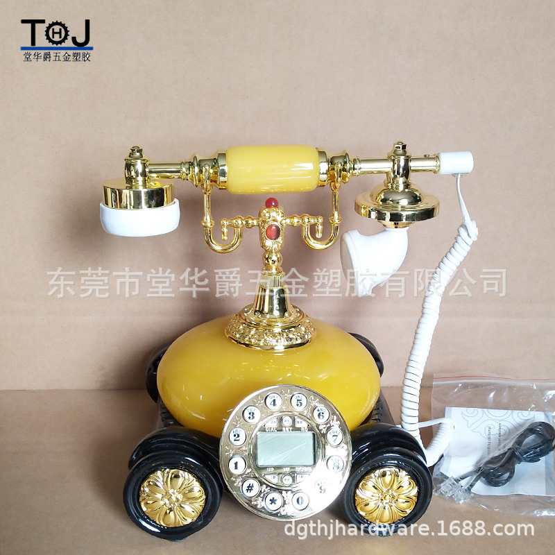 新款仿古仿玉石電話機貼碎玻工藝古董家用歐式辦公座機複古電話