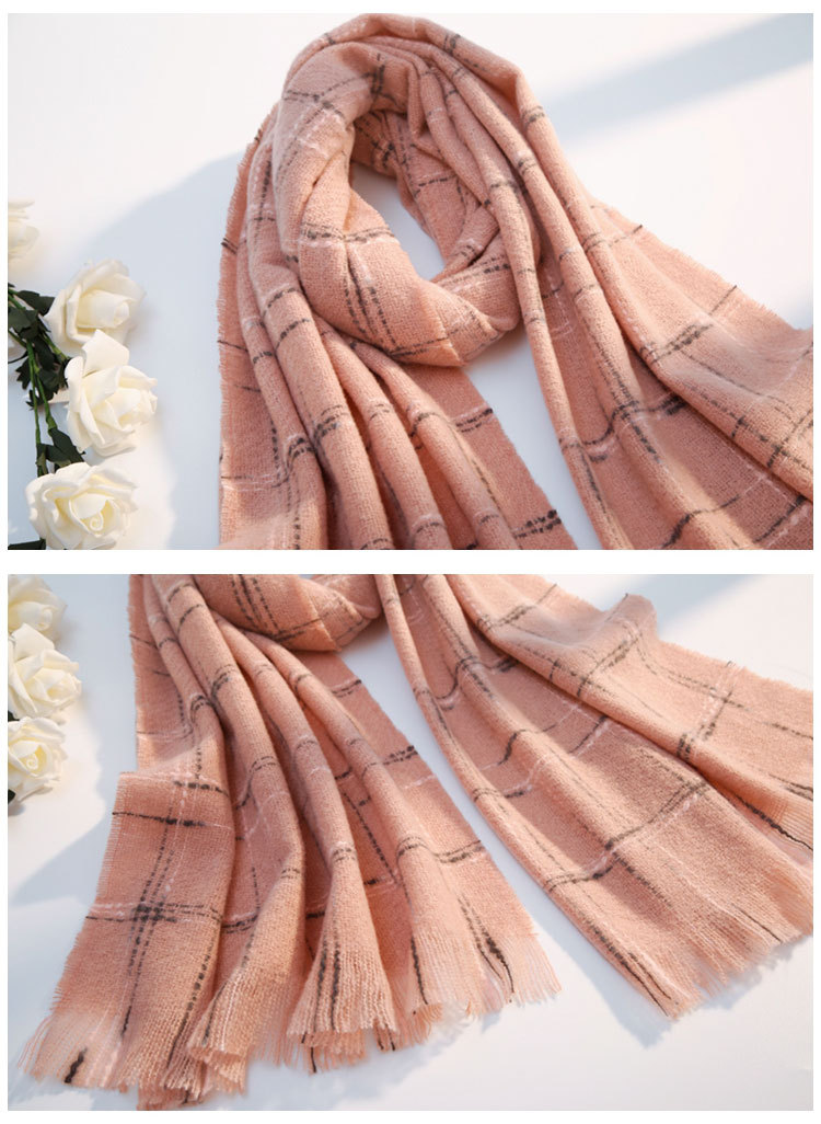 Meteor Rain Plaid Scarf Long Section Thickening Couple Acrylic Warm Tassel Shawl display picture 17