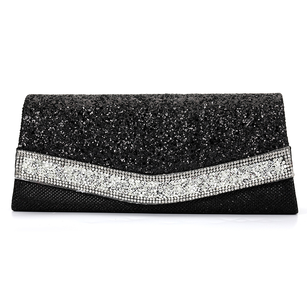 Nueva mujer europea y americana simple noche bolsa costura material diamante-incrustado brillante embrague bolsa crossbody bolsa 1602