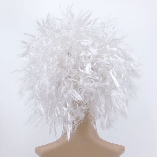 Factory direct sales foreign trade environmentally friendly white braid perm headgear Einstein cosplay corn perm wig headgear