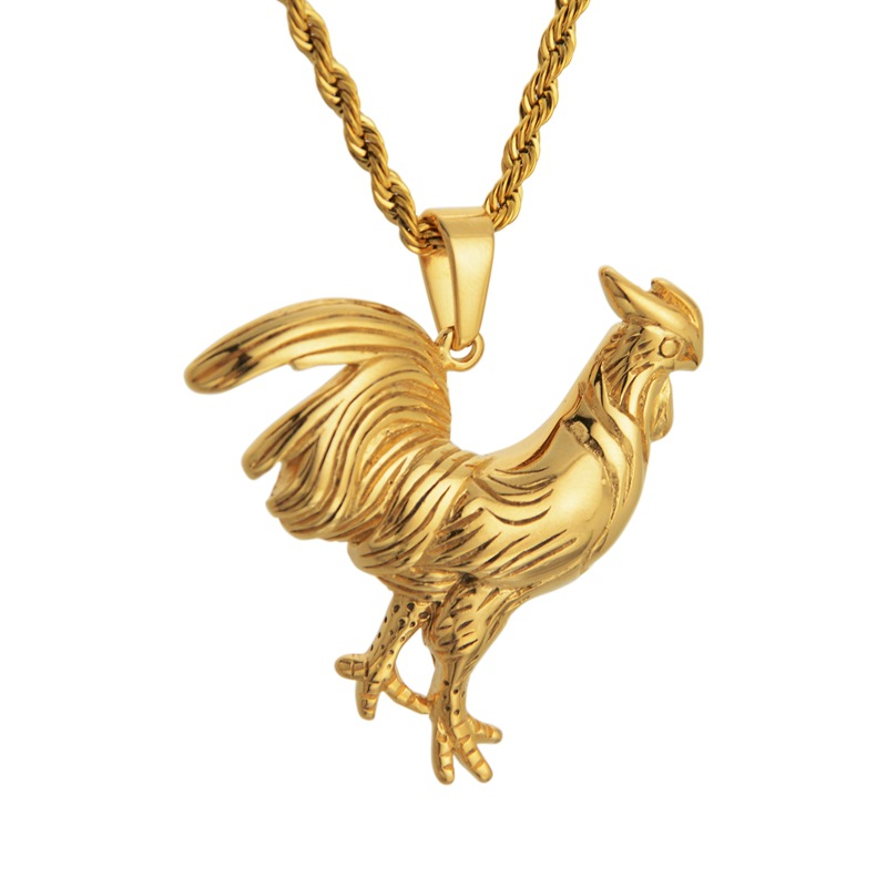 18g Weight Titanium Steel Pendant Material Hip-Hop Retro Cock Titanium Steel Men's Pendant Necklace