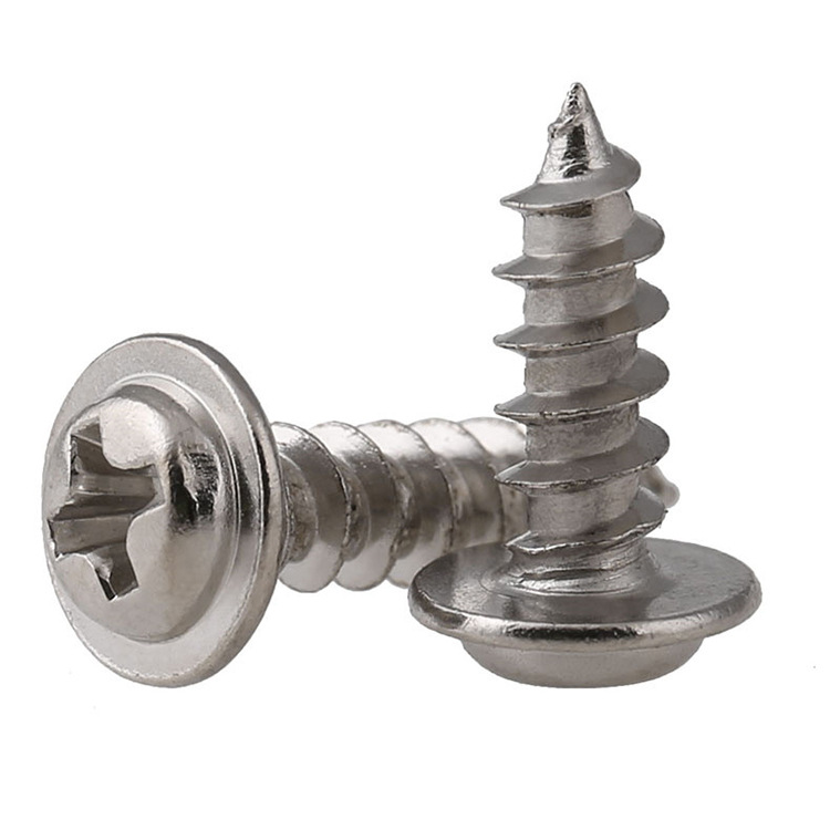 镀镍十字圆头带垫自攻螺丝钉 PWA盘头介子螺丝M2.3 M2.6 M3 M4