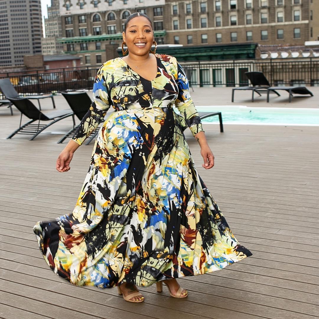 2021 Amazon eday Europe and the United States cross-border fashion digital printing plus size women's digital printing dress