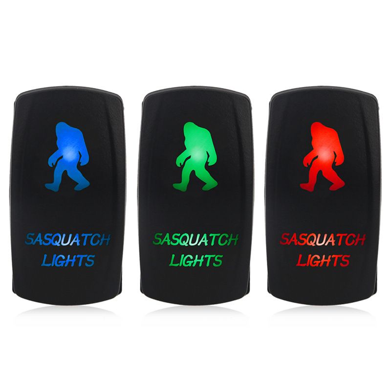 热销改装汽车翘板船形开关2-8P脚自锁自复位带LED灯盖子图案自选