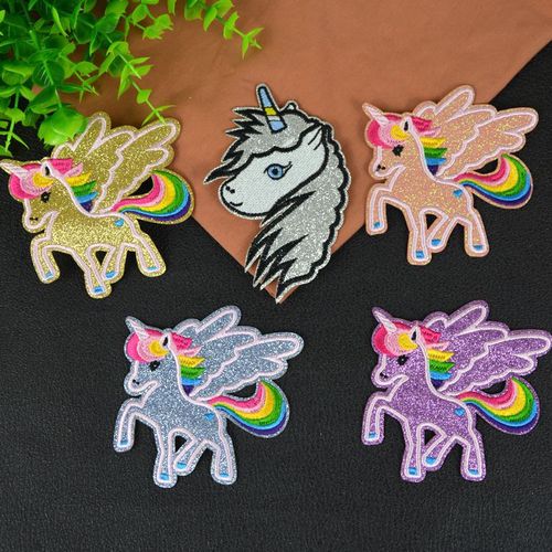 Jianxing Computer Embroidered Animal Applique Fabric Trim Clothing Decorative Patch Four-Color Pegasus Embroidery Fabric Patch