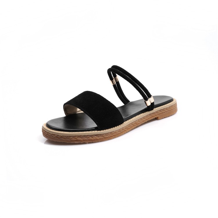 Fashionable solid color sandals flat low-cut open toe