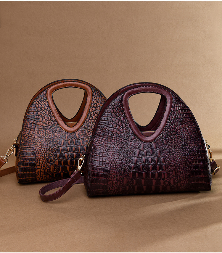 Women's Fashion bags Shoulder Crossbody Embossed Soft Leather Middle-aged Vintage Handbag_voghion.com