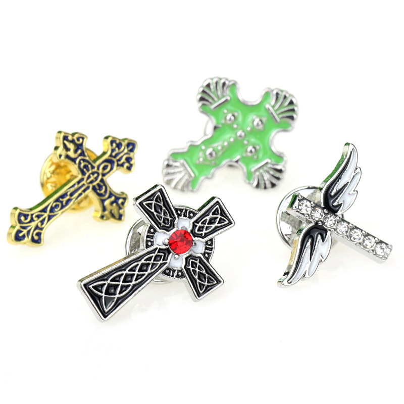 Religious Cross Brooches Bras Spot Bags Jackets Retro Wings Brooches display picture 3