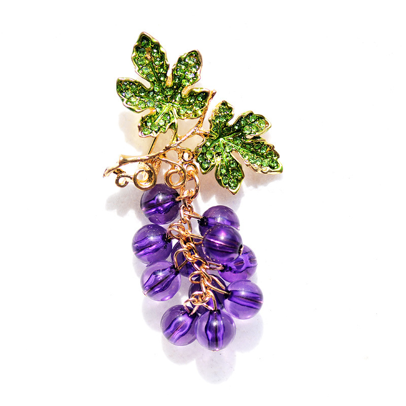 16g Weight Rhinestones Inlay Material Retro Pin Fruit Alloy Resin Plating Inlay Rhinestones Unisex Brooches
