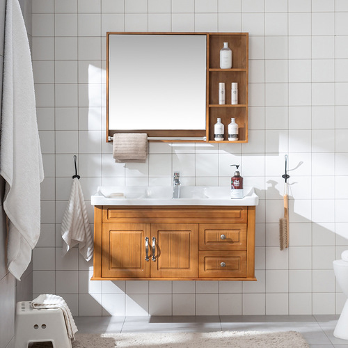 Manufacturer wholesale oak bathroom cabinet floor-standing bathroom cabinet high-end waterproof and moisture-proof bathroom washbasin combination cabinet