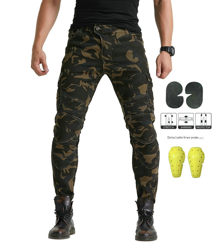 Classic Motorcycle Jeans motorcycle locomotive Straight Self cultivation Pants  Camouflage racing pants thickening