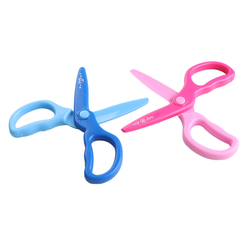 1 tijeras de los niños de seguridad tijeras artesanales cabeza redonda papel corte encaje onda tijeras cabeza redonda no hacer daño mano tijeras