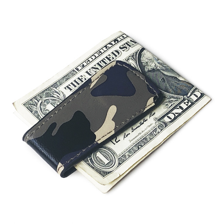 30g Weight Synthetic Leather Lining Material Business, Travel Occasion Pu Leather Material Unisex Gender Square Shape Light Grey, Red, Yellow Color Fashion Korean New Camouflage Wallet Mini Magnet Clip Simple Ultra-thin Wallet Coin Wallet Wholesale Nihaojewelry 6