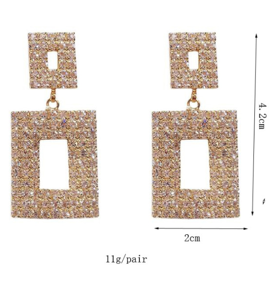 Retro Rhombus Legierung Überzug Strasssteine Frau Tropfenohrringe 1 Paar display picture 4