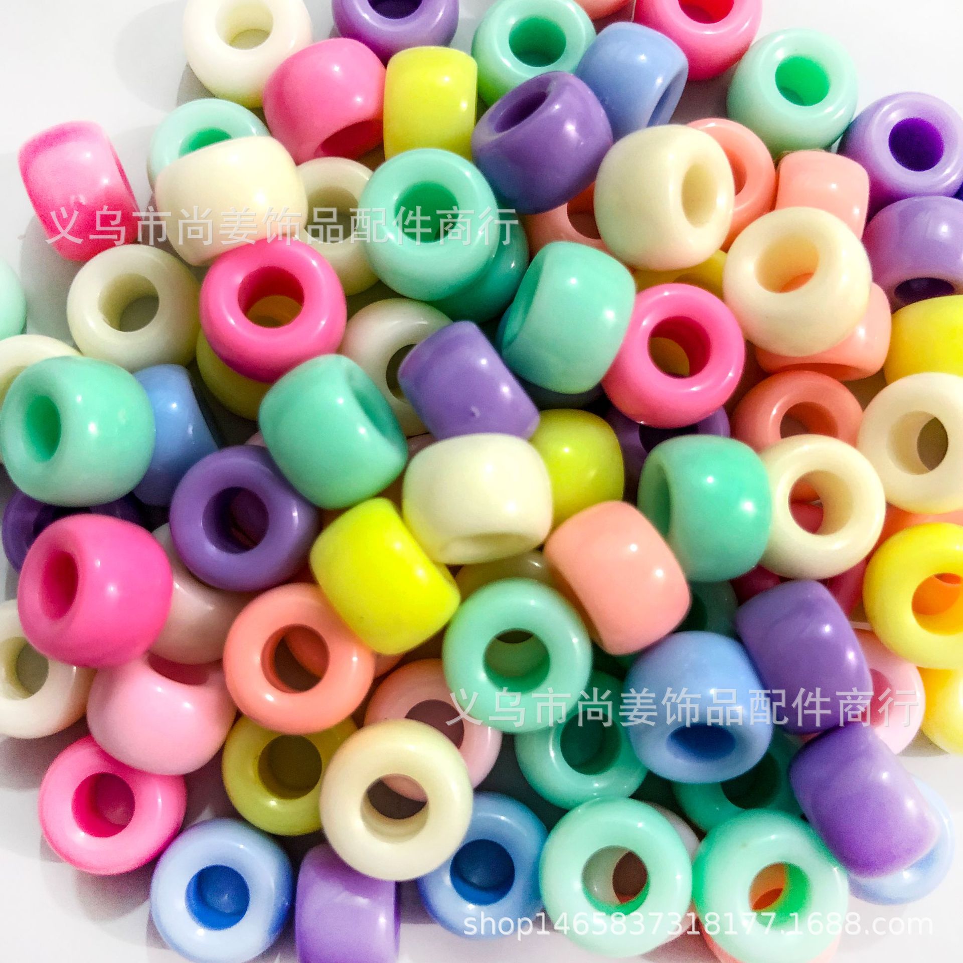 厂家直糖果色春天色亚克力桶珠筒珠diy手链项链串珠隔珠材料6*9mm