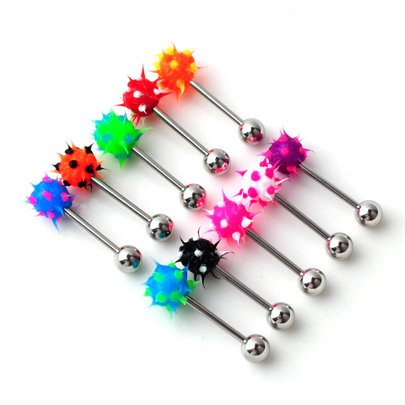 Fashion Ball Stainless Steel Body Piercing Jewelry Silicone Tongue Ring display picture 4
