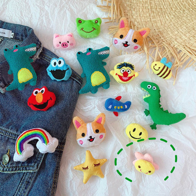 可爱卡通创意粉大星鳄鱼立体公仔胸针衣服包包配饰软萌创意别针女