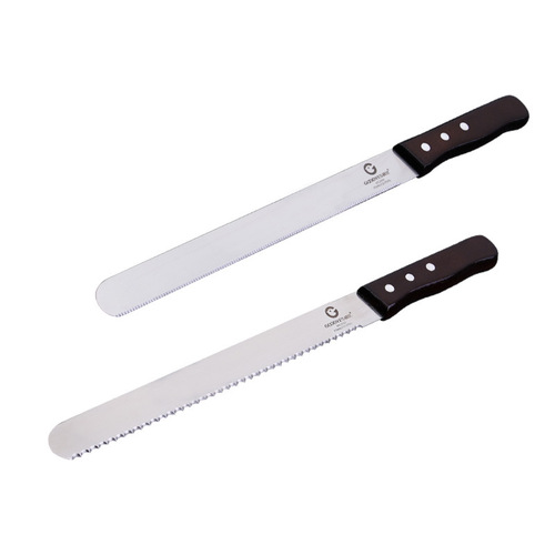 10 12 14 inch stainless steel wooden handle bread serrated knife cake slice mousse flat cutter baking tool