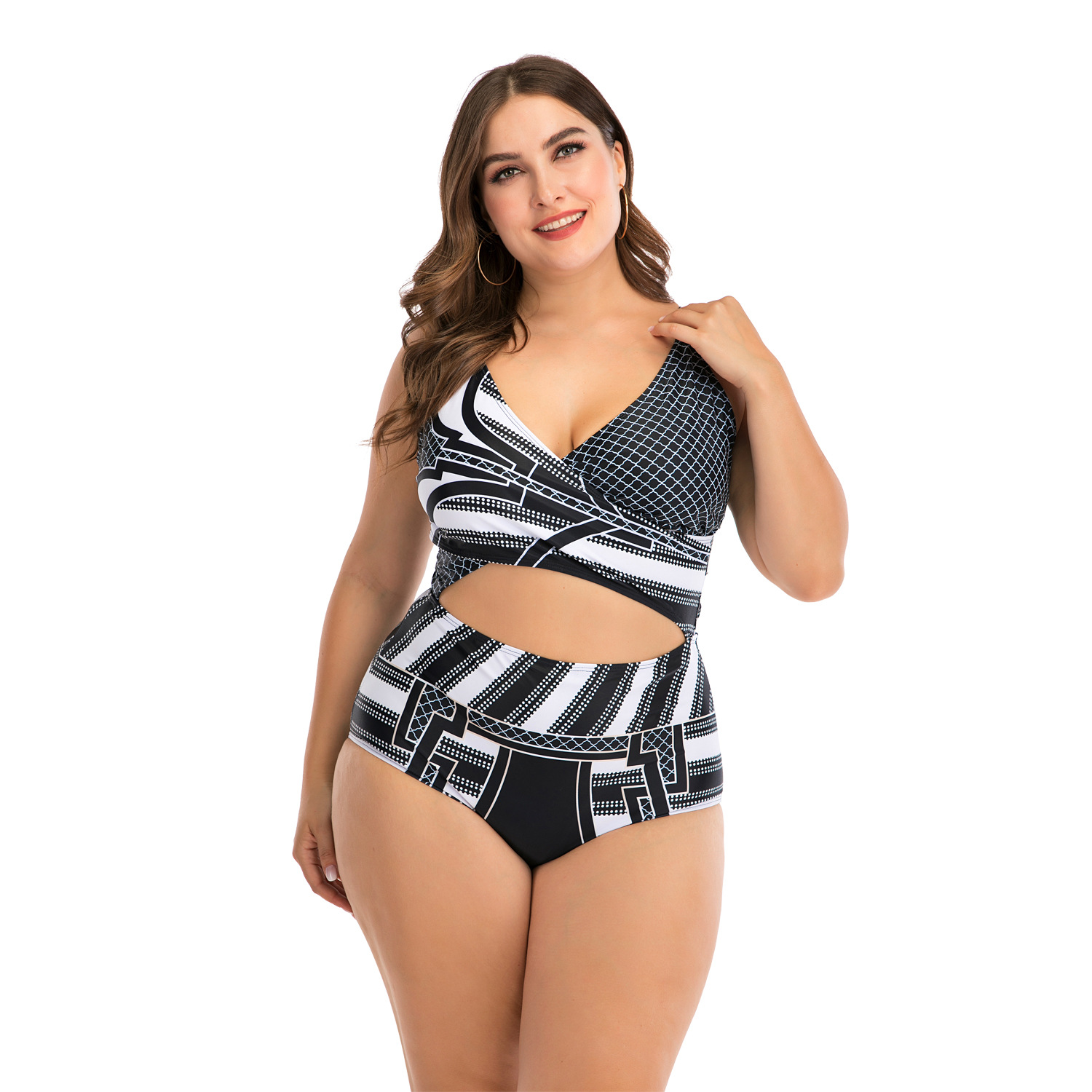 Foreign trade Europe and the United States body plus fat plus fat woman swimsuit big cup fat MM swimsuit slimming Onie flower 8829