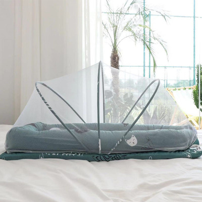 2020新款嬰童蚊帳四件套帶棉墊護欄兒童蚊帳小枕頭蚊帳床跨境蚊帳