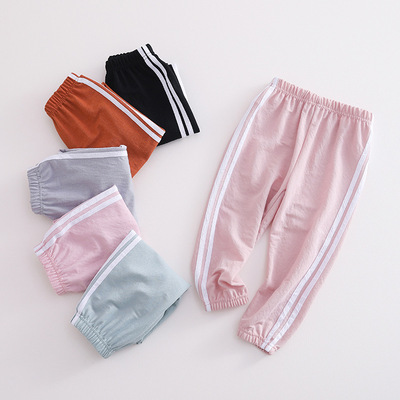 儿童防蚊裤夏季薄款男童运动裤棉麻女童灯笼裤冰丝宝宝空调休闲裤|ru