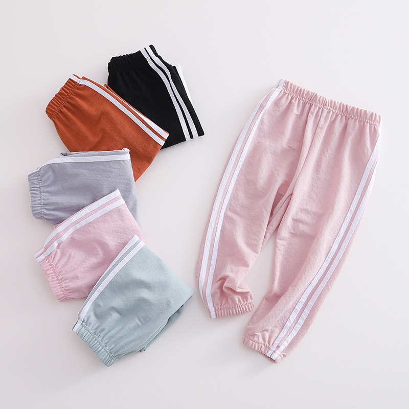 儿童防蚊裤夏季薄款男童运动裤棉麻女童灯笼裤冰丝宝宝空调休闲裤|ru