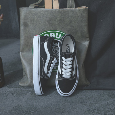 帆布鞋女2019春季新款学生鞋子韩版原宿ulzzang百搭黑色万斯板鞋