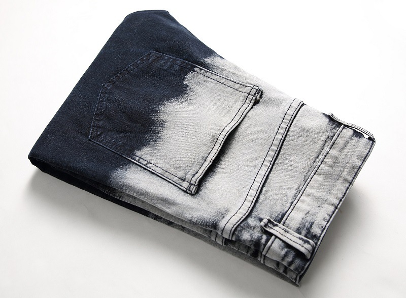 Men's Clothing Retro Denim Jeans For Men Distressed Color Blocking Stretch American Style Supply_viptrois.com