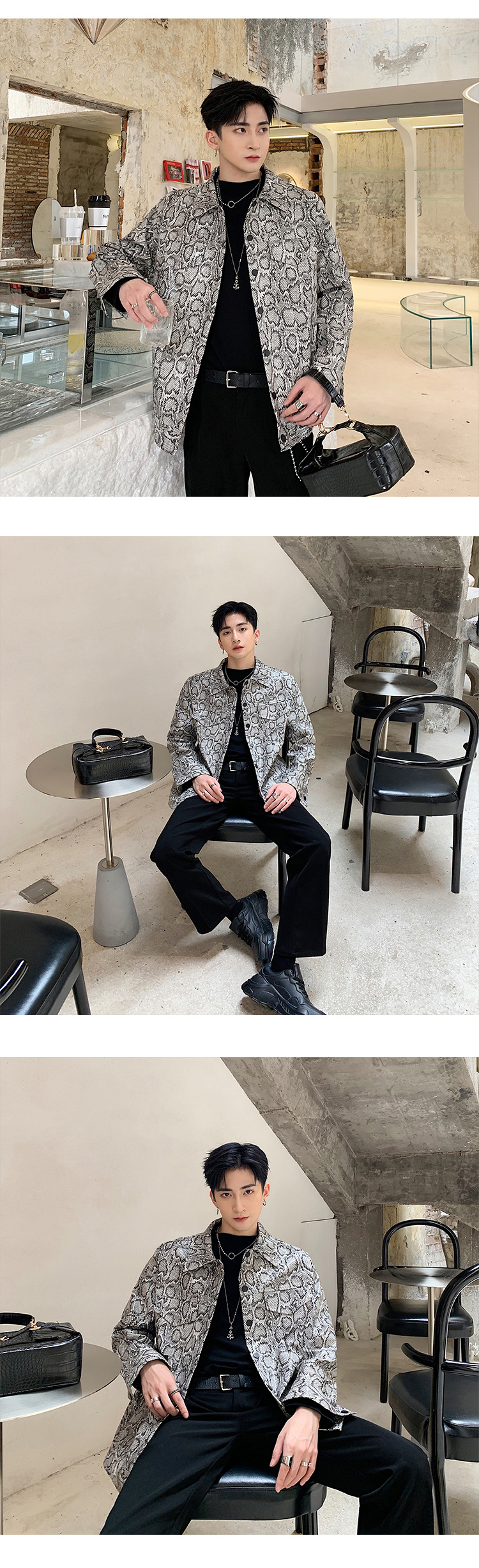 Comfortable fit of Retro Snake Print Jacket