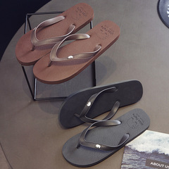 Summer Personal Style Herringbone Men's Casual Non-slip Solid Color Korean Version New Beach Shoes Wholesale Toe Slip On Flip Flops Dropshipping