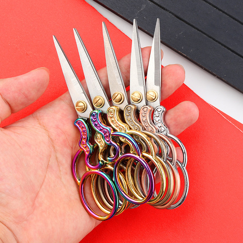Stainless steel retro small scissors, embroidery scissors, DIY antique pointed scissors, dragon and phoenix alloy scissors, thread scissors