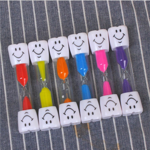 Hourglass timer, cartoon smiling face children's toy gift, creative hourglass plastic small crafts with logo