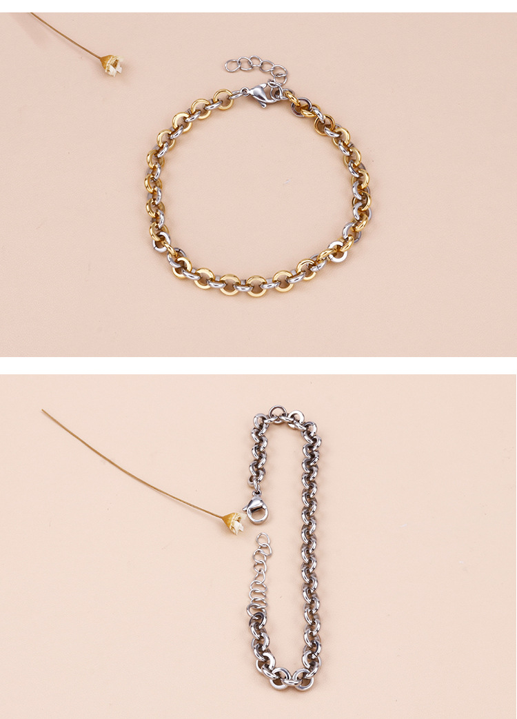 Anniversary, Business, Travel Occasion PVD Coated 18K Gold Plated Geometric Titanium Steel Korean Style Waterproof Non Tarnish Bracelets