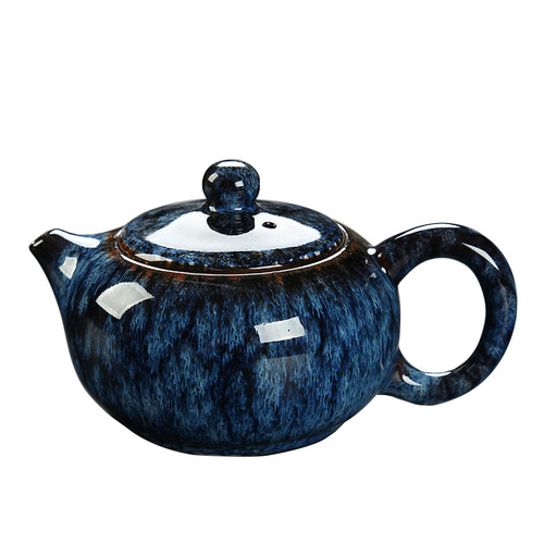 Dehua kiln teapot ceramic household kiln Tianmu glaze kung fu tea set single pot Japanese style large teapot wholesale