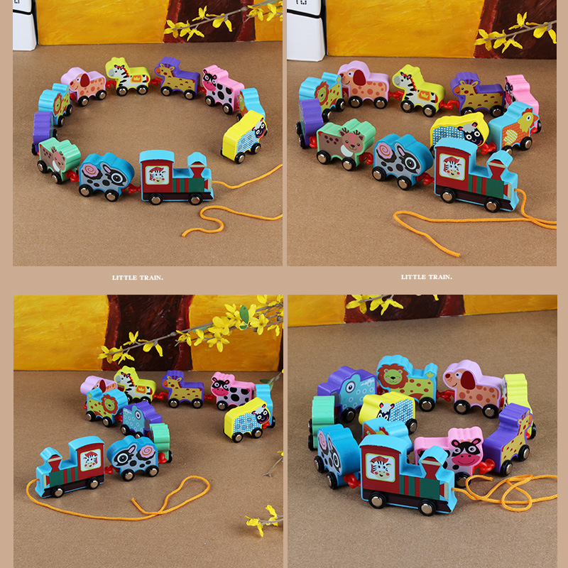 Carro animal digital de madera pequeño tren niños 1-2-3-6 años educación temprana inteligencia montaje bloques Juguetes