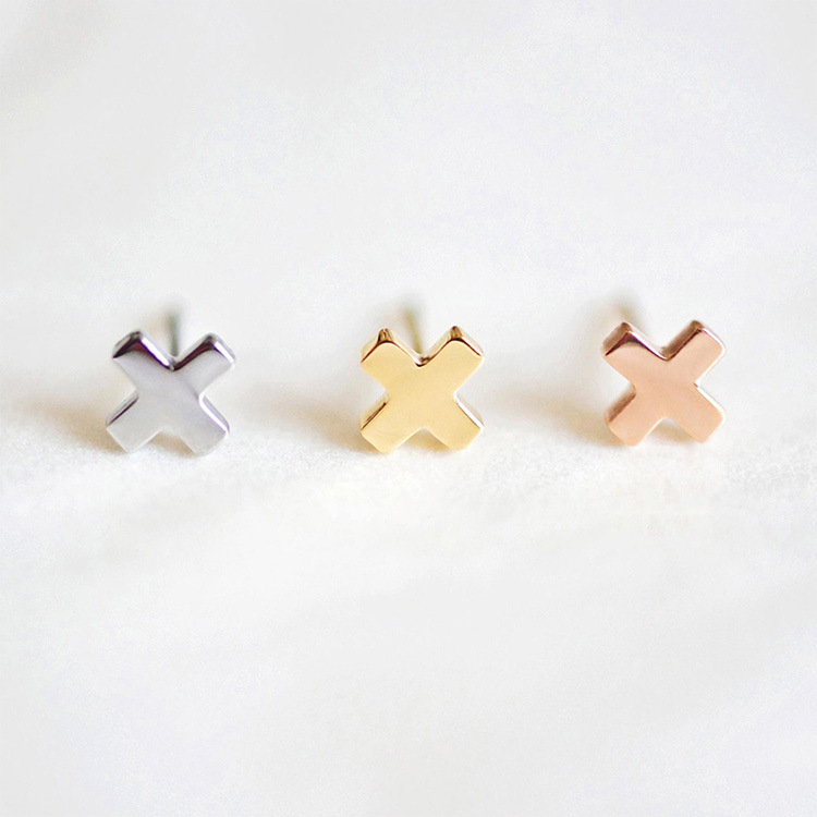 Cross Stainless Steel No Inlaid Earrings display picture 3