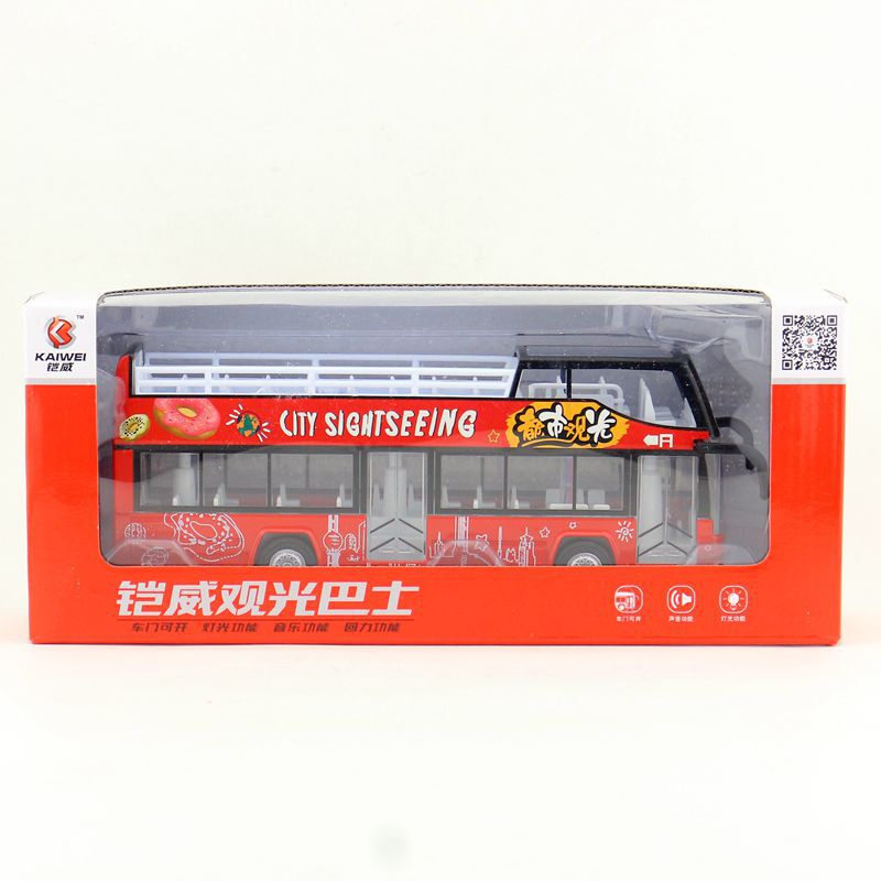 Juwei Meisheng alloy double-layer convertible city sightseeing bus toy model sound and light pull back box Juwei Meisheng alloy double-layer convertible city sightseeing bus toy model sound and light pull back box