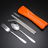 Handheld fork stainless steel, spoon, straw, cloth bag, set, street tableware for traveling