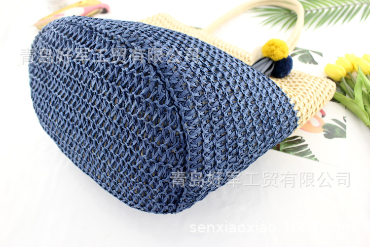 Wholesale Clashing Color Woven Straw Woven Two-color Bag Handbag Nihaojewelry display picture 9