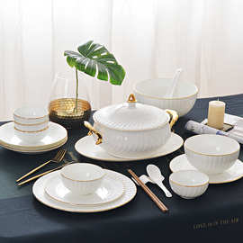 骨瓷餐具套装陶瓷碗碟套装中式家用促销实用礼品