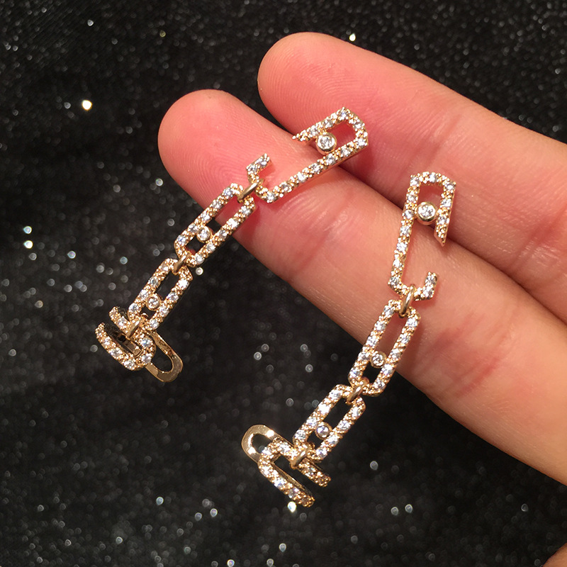 Geometric Pattern Ear Bone Clip S925 Silver Needle Micro Inlaid Zircon Creative Earrings display picture 1