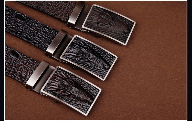Men's Belt Automatic Sliding Buckle Belt Faucet Leather Leading Crocodile Pattern Cowhide Casual Belt display picture 3