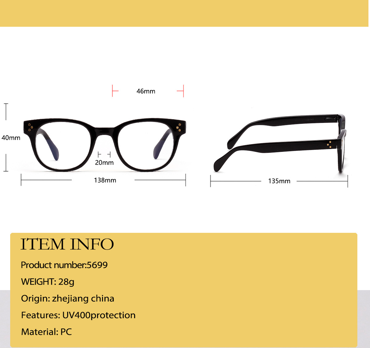 Sunglasses Computer Mirror Anti-radiation Goggles Anti-blue Light Square Glasses Flat Mirror Wholesale Nihaojewelry display picture 1