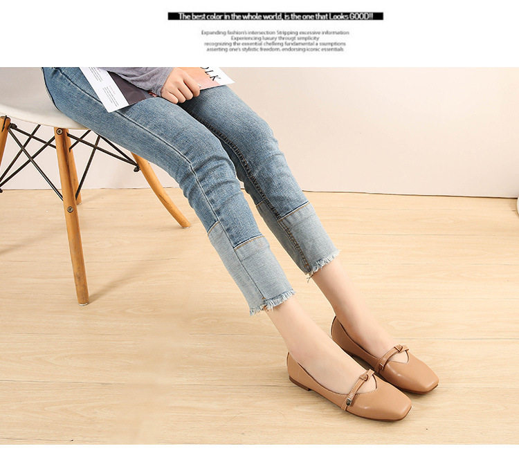Giày búp bê nữ Mary Jane mũi vuông gót thấp 1-3 cm, form rộng cho chân bè, cỡ lớn — Màu mơ, Màu nâu, Màu đen chi tiết 12