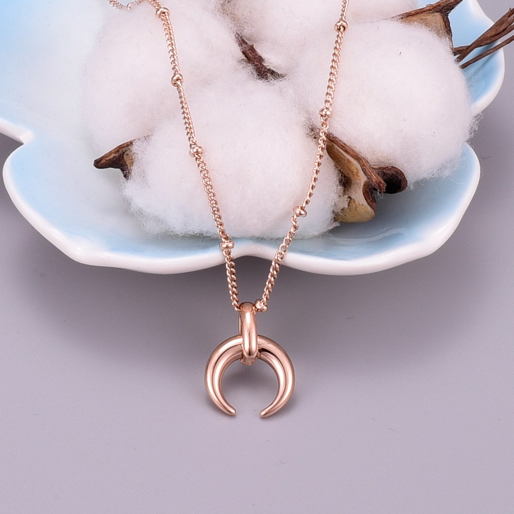 Großhandel Schmuck Hörner Runde Perlenkette Einfache Titanstahlhalskette Nihaojewelry display picture 3