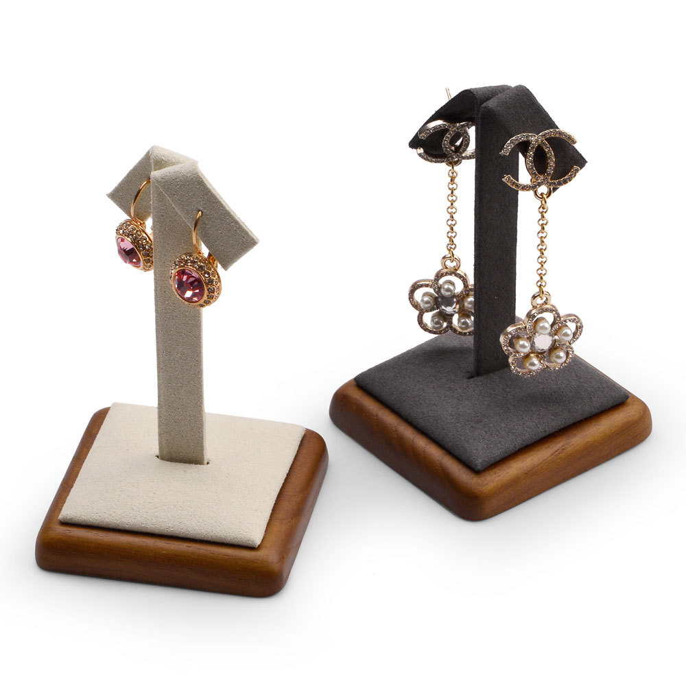 [Fanxi] nuevos pendientes soporte de madera maciza Microfibra de cuero de la joyería pantalla apoyos creativo perro pendientes de la flor soporte de exhibición image 4