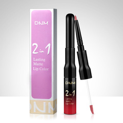 DNM Non-staining, Easy to Color, Color-Showing Matt Fog Finish Dual-Head Lip Color and Lip Liner Combo, Cross-Border Exclusive